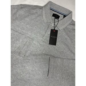 Ted Baker London Popcorn Stripe Long Sleeve Rugby Polo Shirt Grey Medium NWT